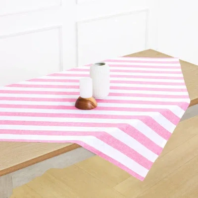 Solino Home Linen Table Throw 52 X 52 Inch For Dining Table, Holiday And Everyday Table Decor In Pink