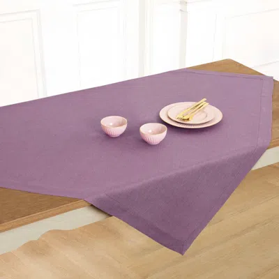 Solino Home Linen Table Throw 52 X 52 Inch For Dining Table, Holiday And Everyday Table Decor In Purple