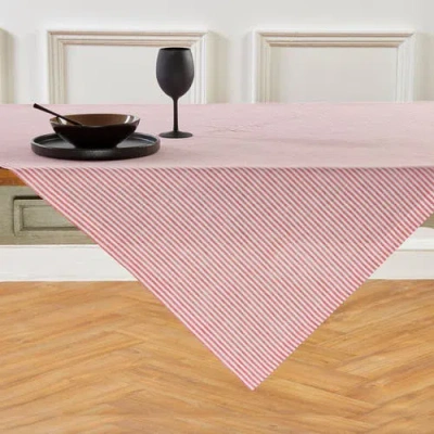 Solino Home Linen Table Throw 52 X 52 Inch For Dining Table, Holiday And Everyday Table Decor In Red