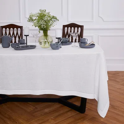 Solino Home Linen Tablecloth For Dining Table, Holiday And Everyday Dining Table Decor In White