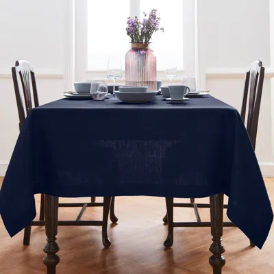 Solino Home Linen Tablecloth For Dining Table, Holiday And Everyday Table Decor In Blue