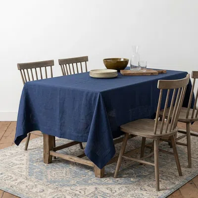 Solino Home Linen Tablecloth For Dining Table, Holiday And Everyday Table Decor In Blue