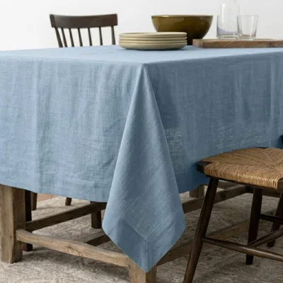 Solino Home Linen Tablecloth For Dining Table, Holiday And Everyday Table Decor In Blue