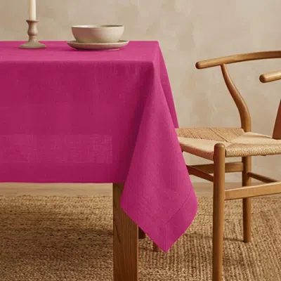 Solino Home Linen Tablecloth For Dining Table, Holiday And Everyday Table Decor In Pink