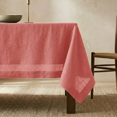 Solino Home Linen Tablecloth For Dining Table, Holiday And Everyday Table Decor In Pink