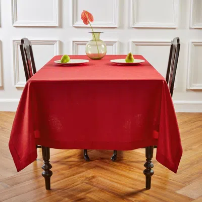 Solino Home Linen Tablecloth For Dining Table, Holiday And Everyday Table Decor In Red