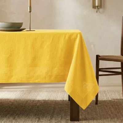 Solino Home Linen Tablecloth For Dining Table, Holiday And Everyday Table Decor In Yellow