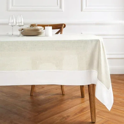 Solino Home Linen Tablecloth In White And Natural