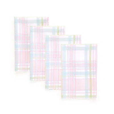 Solino Home Palm Beach Plaid - 100% Pure Linen  Dinner Napkins