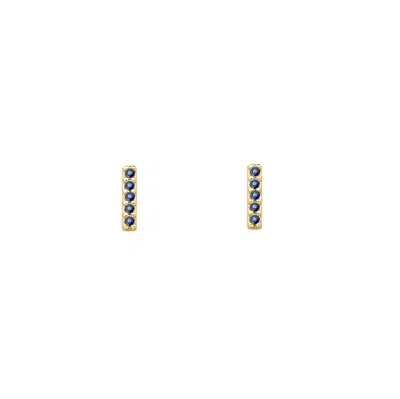 Solio Jewellery Women's Blue / Yellow / Gold Mini Bar Pavé Blue Sapphire 18k Soliid Gold
