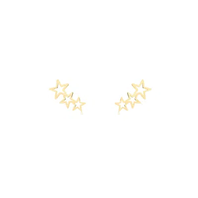 Solio Jewellery Women's Gold / Yellow Triple Star Hollow Stud Gold