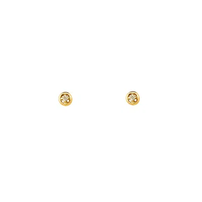 Solio Jewellery Women's White / Yellow / Gold Tiny Point Diamond Stud 18k Solid Gold In Multi