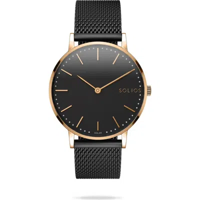 Solios Watches The Solar Classic | Black Dial In Black Mesh Metal