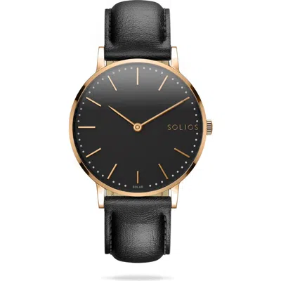 Solios Watches The Solar Classic | Black Dial In Black Vegan Leather