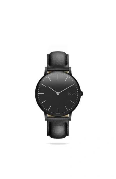 Solios Watches The Solar Classic | Black Dial In Black Vegan Leather