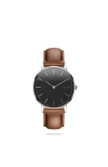 Solios Watches The Solar Classic | Black Dial In Brown Vegan Leather
