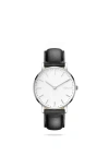 Solios Watches The Solar Classic | White Dial In Black Vegan Leather