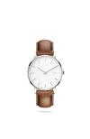 Solios Watches The Solar Classic | White Dial In Brown Vegan Leather