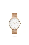 Solios Watches The Solar Classic | White Dial In Rose Gold Mesh Metal