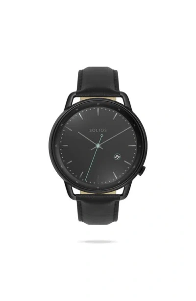 Solios Watches The Solar Curve | Black Dial In Black Vegan Leather