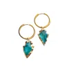 Solistial Women's Blue / Gold Auric Blue Aqua Aura Quartz Arrowhead Dangle Charm Hoop Earrings Gold