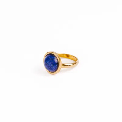 Solistial Women's Blue / Gold Chhota Lapis Lazuli Minimal Solitaire Ring Gold