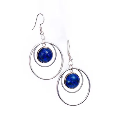 Solistial Women's Silver / Blue Anetha Lapis Lazuli Hoop Blue Earrings Silver