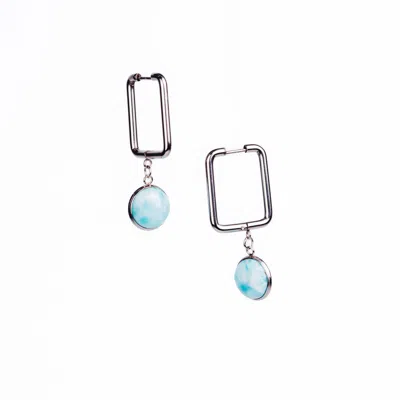 Solistial Women's Silver / Blue Carre Larimar Rectangle Dangle Earrings Silver In Multi