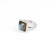 Solistial Women's Blue / Silver Varg Faceted Blue Labradorite Square Ring Silver
