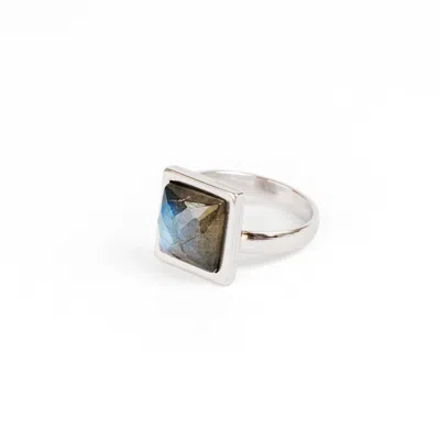 Solistial Women's Blue / Silver Varg Faceted Blue Labradorite Square Ring Silver