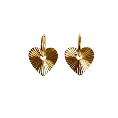 Solistial Women's Cora Sacred Heart Charm Dangle Hoop Earrings Gold