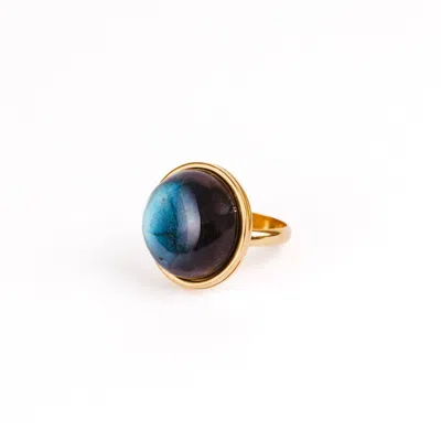 Solistial Women's Gold / Blue Aya Blue Labradorite Statement Ring Gold In Multi