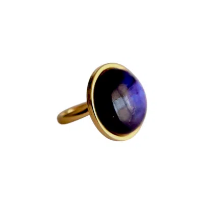 Solistial Women's Gold / Purple Aya Purple Labradorite Statement Ring Gold In Multi
