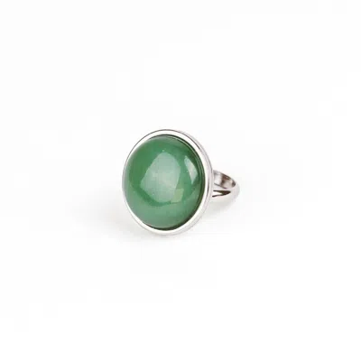 Solistial Women's Silver / Green Aya Green Aventurine Statement Ring Silver In Multi