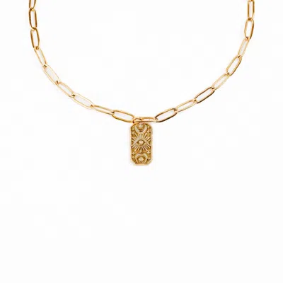Solistial Women's Lunar Gaze Evil Eye Charm Paperclip Chain Choker Necklace Gold
