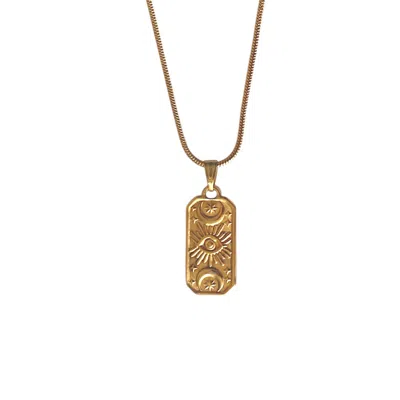 Solistial Women's Lunar Gaze Evil Eye Pendant Charm Snake Chain Necklace Gold