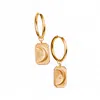 Solistial Women's Luneia Crescent Moon Dangle Charm Hoop Earrings Gold