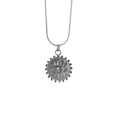 Solistial Women's Nazar Evil Eye Charm Cubic Zirconia Necklace Silver
