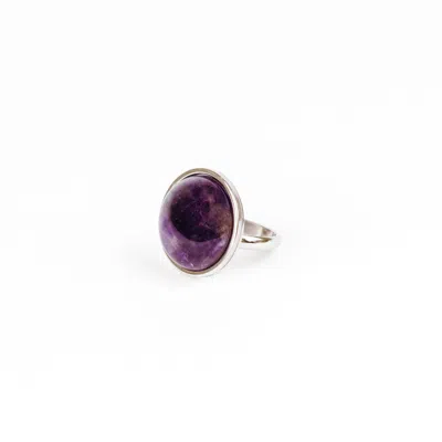 Solistial Women's Pink / Purple / Silver Aya Purple Amethyst Statement Ring Silver