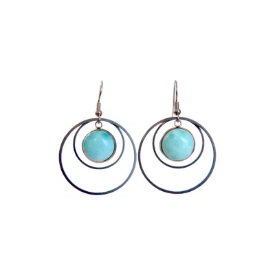 Solistial Women's Silver / Blue Anetha Blue Larimar Dangle Hoop Earrings Silver