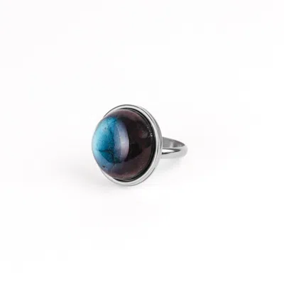 Solistial Women's Silver / Blue Aya Blue Labradorite Statement Ring Silver