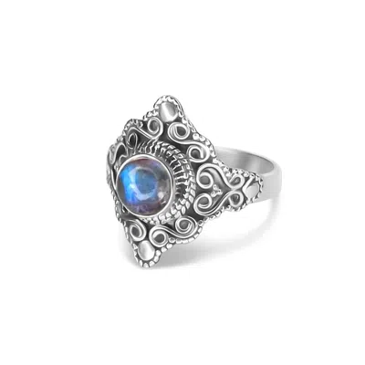 Solistial Women's Blue / Silver Balance Blue Labradorite Filigree Ring Sterling Silver In Multi