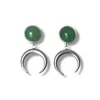 Solistial Women's Silver / Green Anuk Green Aventurine Moon Earrings Silver
