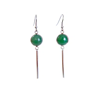 Solistial Women's Silver / Green Kala Green Aventurine Dangle & Drop Earrings Silver