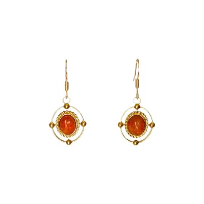 Solistial Women's Yellow / Orange / Gold Sunglow Sunstone Dangle & Drop Oval Charm Earrings Gold