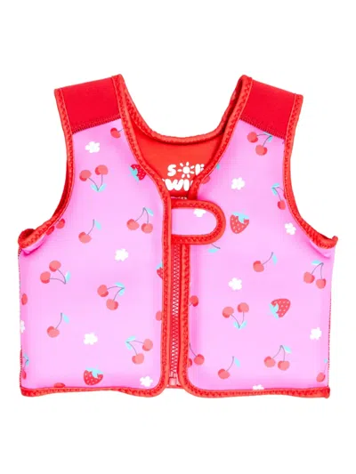 Soliswim Kids' Fruit-print Float Gilet In Pink