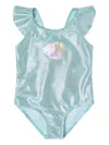 Soliswim Metallic Shell-graphic Swimsuit In Green