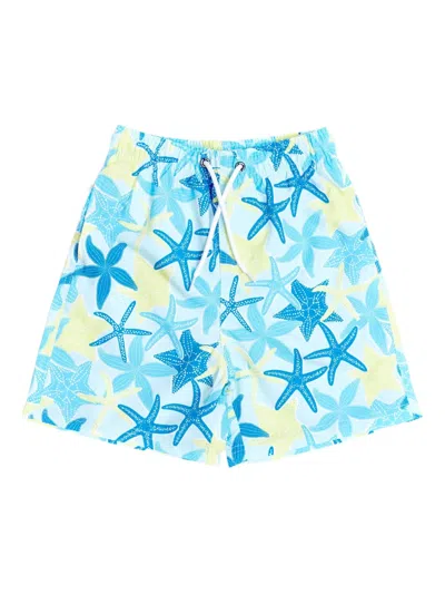 Soliswim Kids' Starfish-print Swim Shorts In Blue