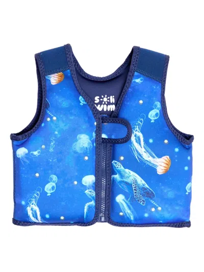 Soliswim Kids' Turtle-print Float Gilet In Blue