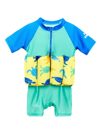 Soliswim Babies' Turtle-print Float Suit In Green